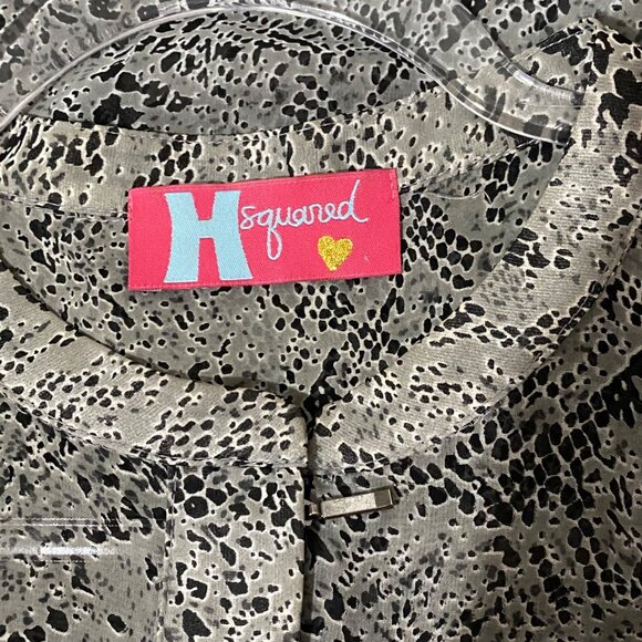 H Squared Sleeveless Tunic Top Dress M Snakeskin Print Lagenlook Hi Lo Hem Sheer - Picture 4 of 6